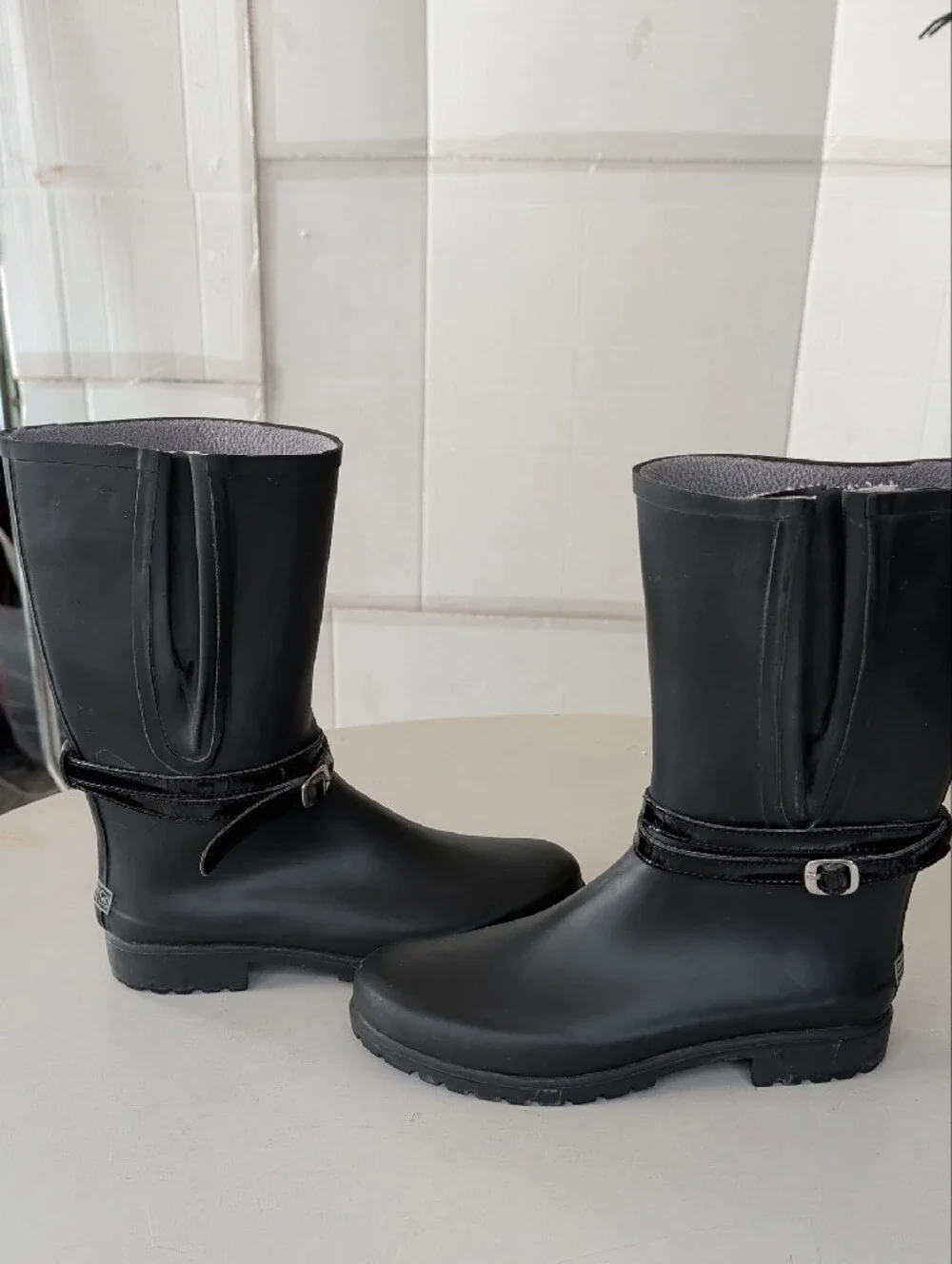 Sperry Top-Sider Black Women Rain Boots Buckle Detail SZ 8 See Waterproof Comfy